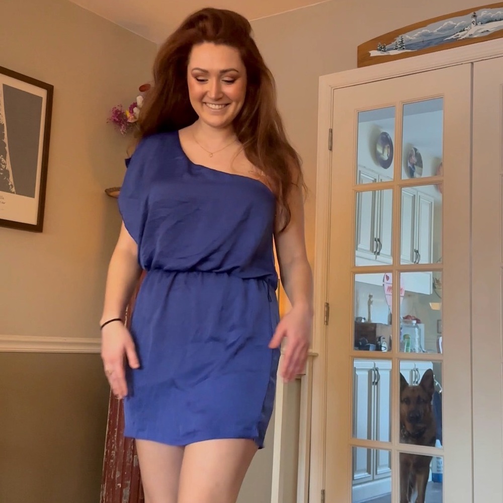 Blue One-Shoulder Women's Dress